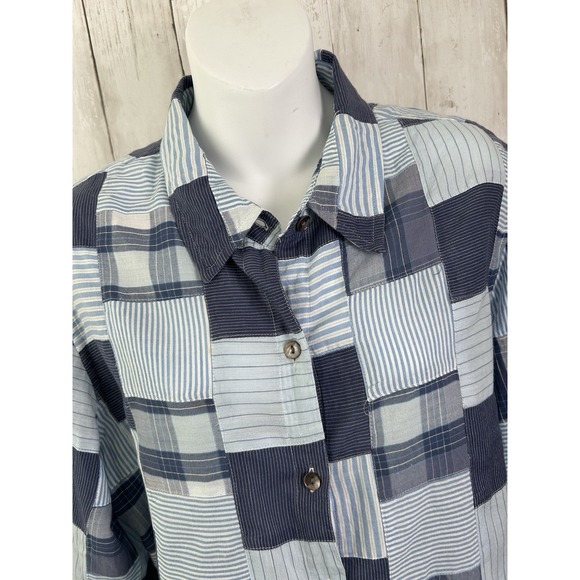 Chico's Tops - Women's Chico's Madrid Patchwork Cropped Button Up Shirt Size 2 (L-12)